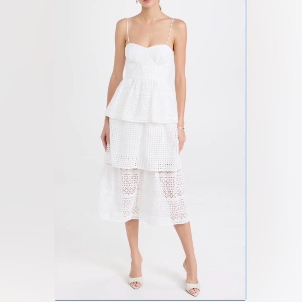 Self Portrait 

White Broderie Anglaise Midi Dress